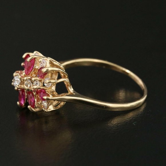 MADE IN ITALY / Diamond & Ruby Designer Ring / 14K Gold - Picture 4 of 4